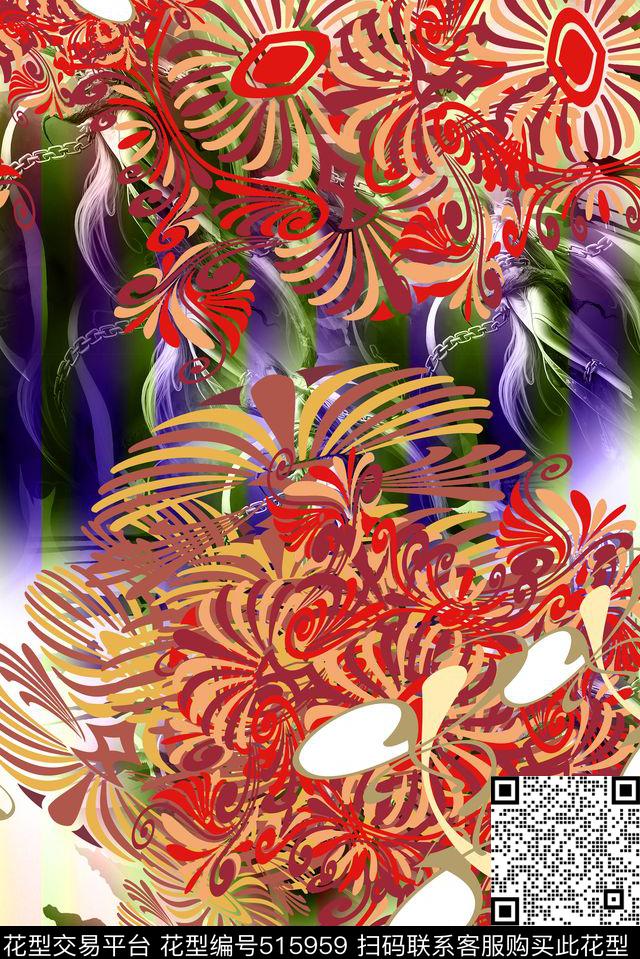 长巾围巾抽象服饰男女服装数码印花华亿平台下载（图片编号: 515959） - 瓦栏（Walan）