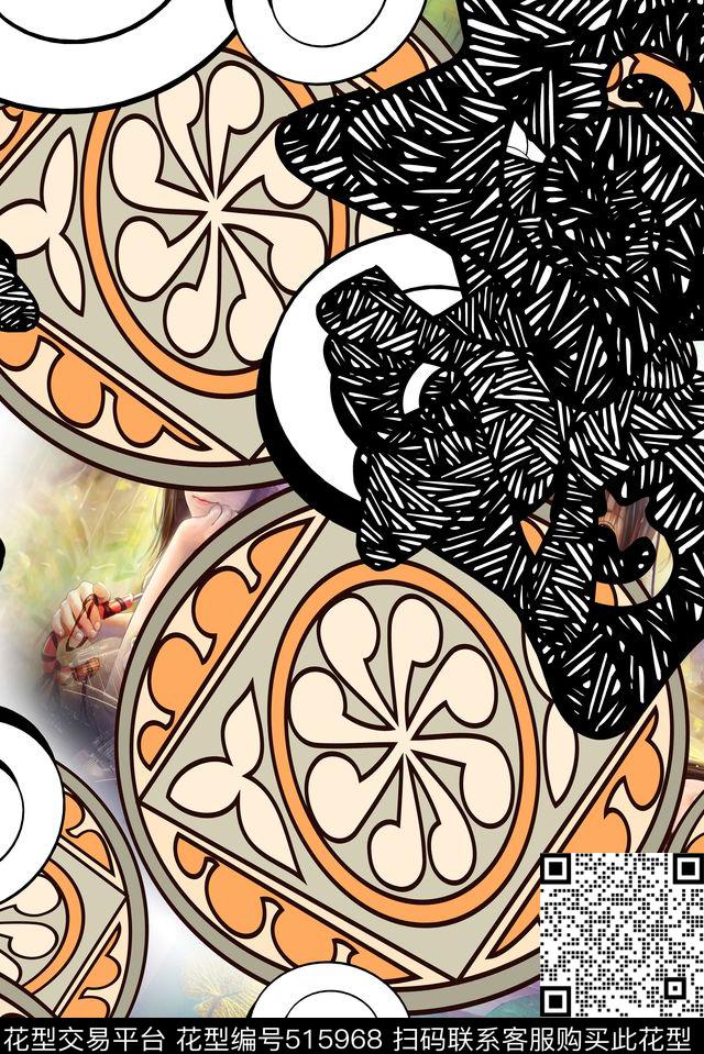 长巾围巾抽象服饰男女服装传统印花华亿平台下载（图片编号: 515968） - 瓦栏（Walan）