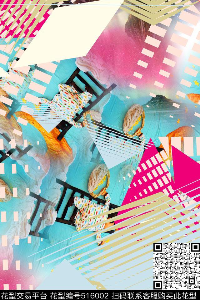 长巾围巾抽象服饰复古民族风系列数码印花华亿平台下载（图片编号: 516002） - 瓦栏（Walan）