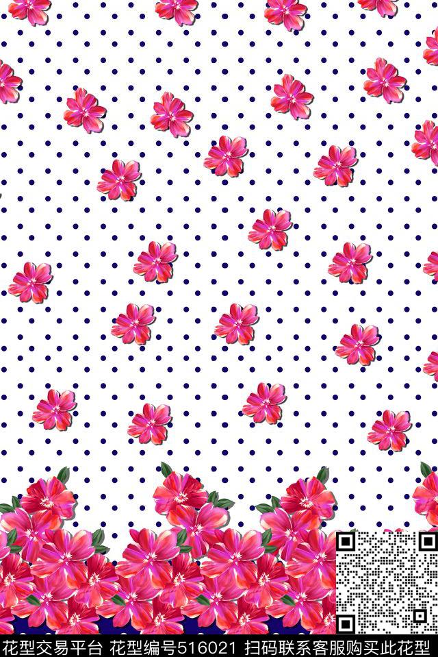 几何水墨花波点传统印花华亿平台下载（图片编号: 516021） - 瓦栏（Walan）