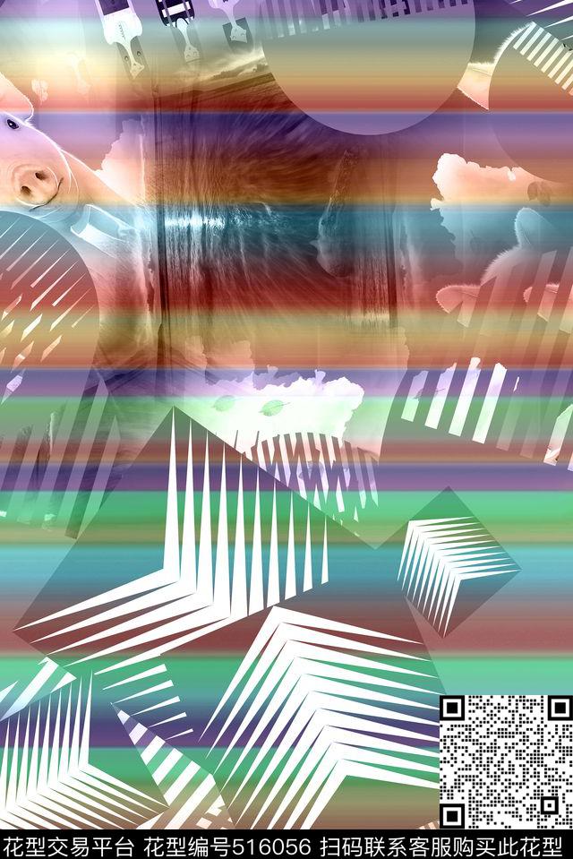 长巾围巾抽象服饰男女服装数码印花华亿平台下载（图片编号: 516056） - 瓦栏（Walan）