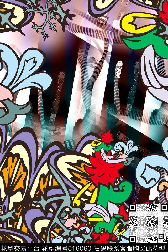 长巾围巾抽象服饰男女服装数码印花华亿平台下载（图片编号: 516060） - 瓦栏（Walan）