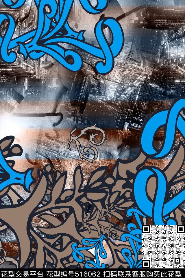 长巾围巾抽象服饰男女服装数码印花华亿平台下载（图片编号: 516062） - 瓦栏（Walan）