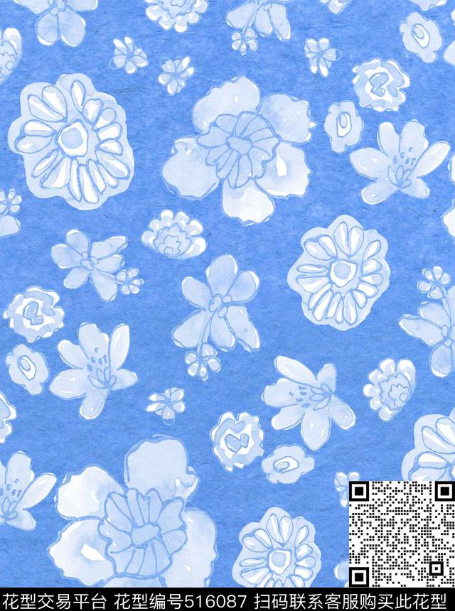 FloralFlowershandmade数码印花华亿平台下载（图片编号: 516087） - 瓦栏（Walan）