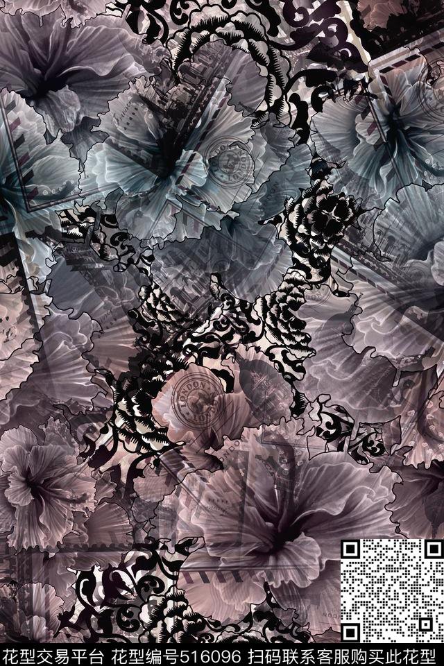 复古民族风大花女装连衣裙家纺数码印花华亿平台下载（图片编号: 516096） - 瓦栏（Walan）