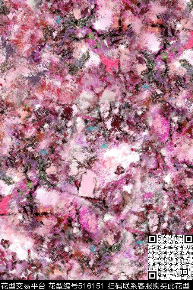 抽象时尚肌理模糊数码印花华亿平台下载（图片编号: 516151） - 瓦栏（Walan）