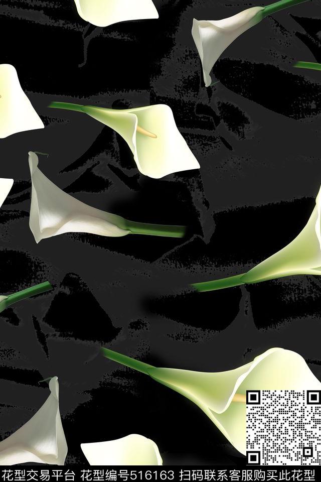清新花朵意境数码印花华亿平台下载（图片编号: 516163） - 瓦栏（Walan）