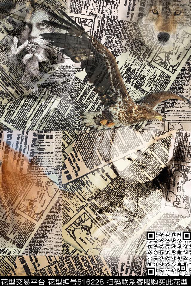 潮流时尚报纸美女数码印花华亿平台下载（图片编号: 516228） - 瓦栏（Walan）