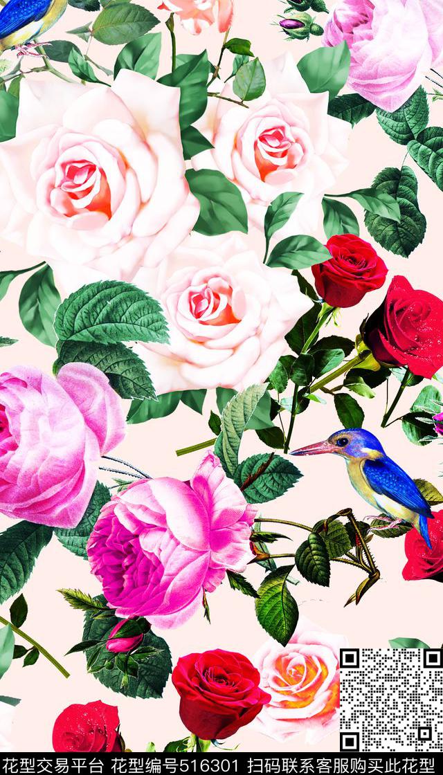 欧美时尚巴黎时装周DGDolce&Gabbana杜嘉班纳玫瑰花卉DG成衣欧美时尚巴黎时装周DGDolce&Gabbana杜嘉班纳玫瑰花卉DG成衣女装衬衫裤子裙子花鸟鸟I【花卉】数码印花华亿平台下载（图片编号: 516301） - 瓦栏（Walan）