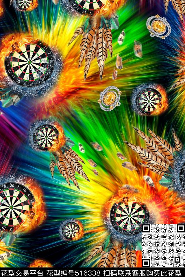 抽象时尚羽毛珠宝数码印花华亿平台下载（图片编号: 516338） - 瓦栏（Walan）