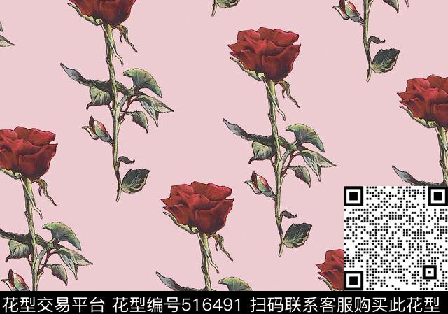 原创花卉优雅数码印花华亿平台下载（图片编号: 516491） - 瓦栏（Walan）