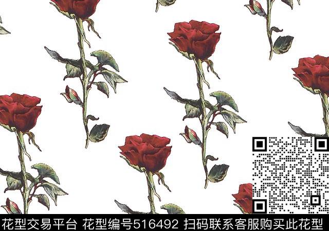 原创花卉优雅数码印花华亿平台下载（图片编号: 516492） - 瓦栏（Walan）