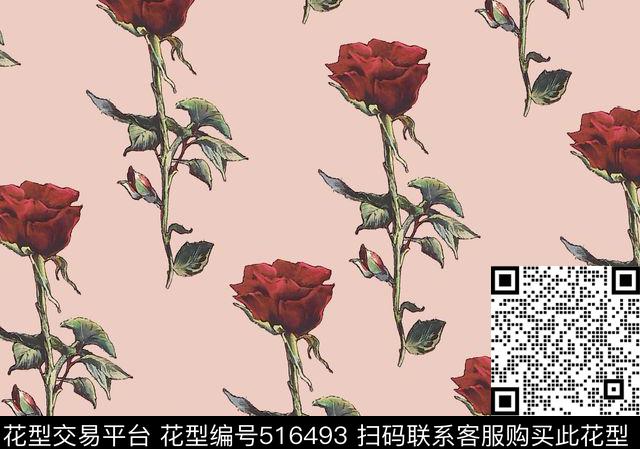 原创花卉优雅数码印花华亿平台下载（图片编号: 516493） - 瓦栏（Walan）