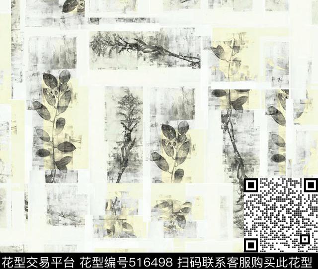 原创植物时尚数码印花华亿平台下载（图片编号: 516498） - 瓦栏（Walan）