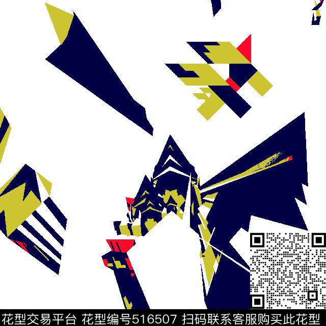 男装衬衫时尚潮牌碎乱色块传统印花华亿平台下载（图片编号: 516507） - 瓦栏（Walan）