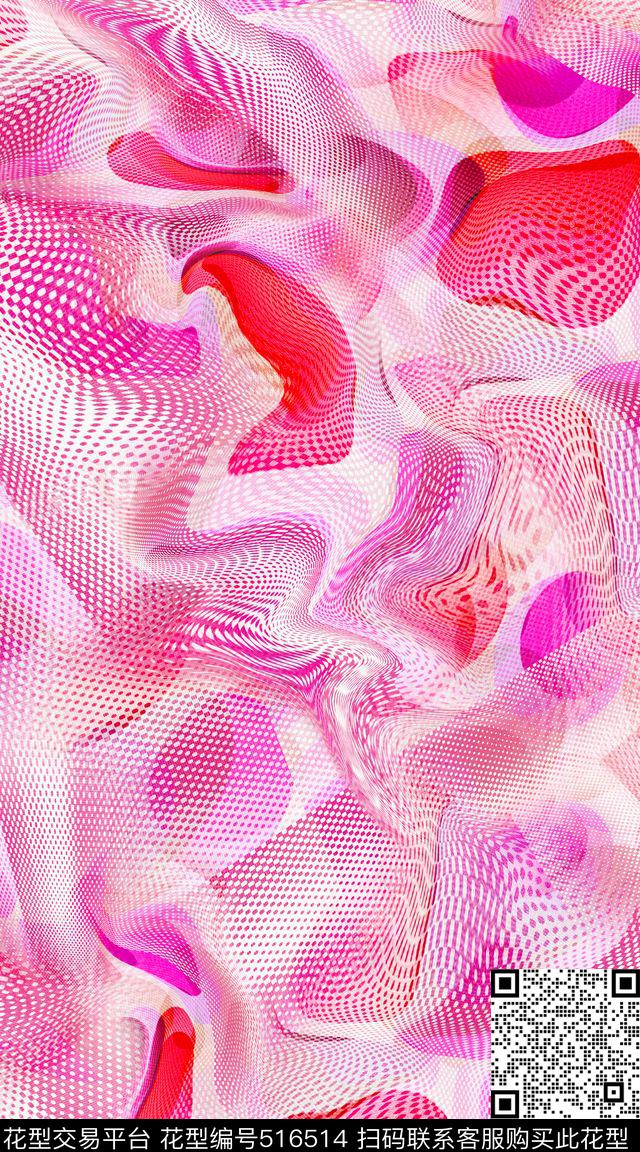 抽象机理波点满版数码印花华亿平台下载（图片编号: 516514） - 瓦栏（Walan）