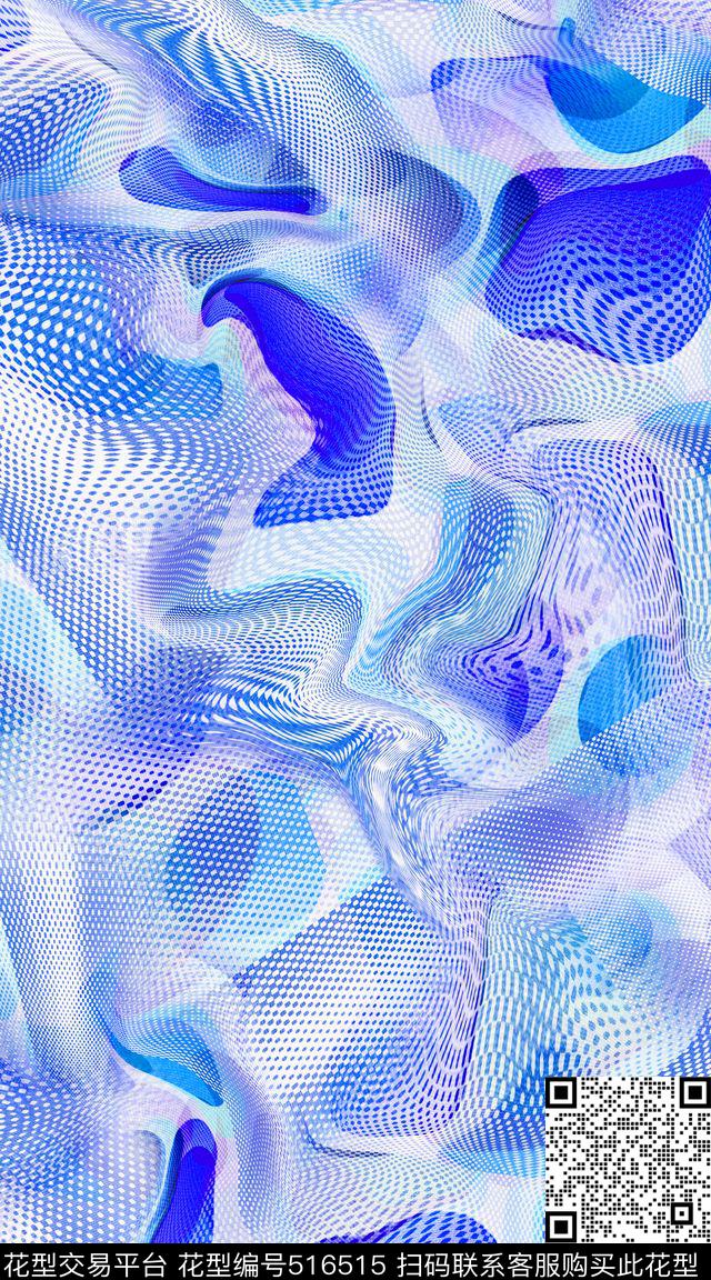 抽象机理波点满版数码印花华亿平台下载（图片编号: 516515） - 瓦栏（Walan）
