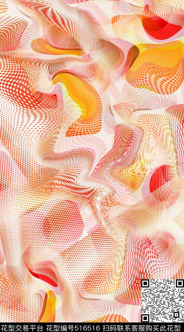 抽象机理波点满版数码印花华亿平台下载（图片编号: 516516） - 瓦栏（Walan）