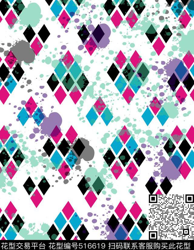 抽象图案几何印花图案满印花版传统印花华亿平台下载（图片编号: 516619） - 瓦栏（Walan）