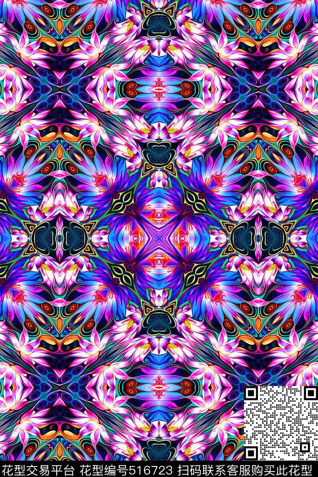 波西米亚抽象高贵数码印花华亿平台下载（图片编号: 516723） - 瓦栏（Walan）