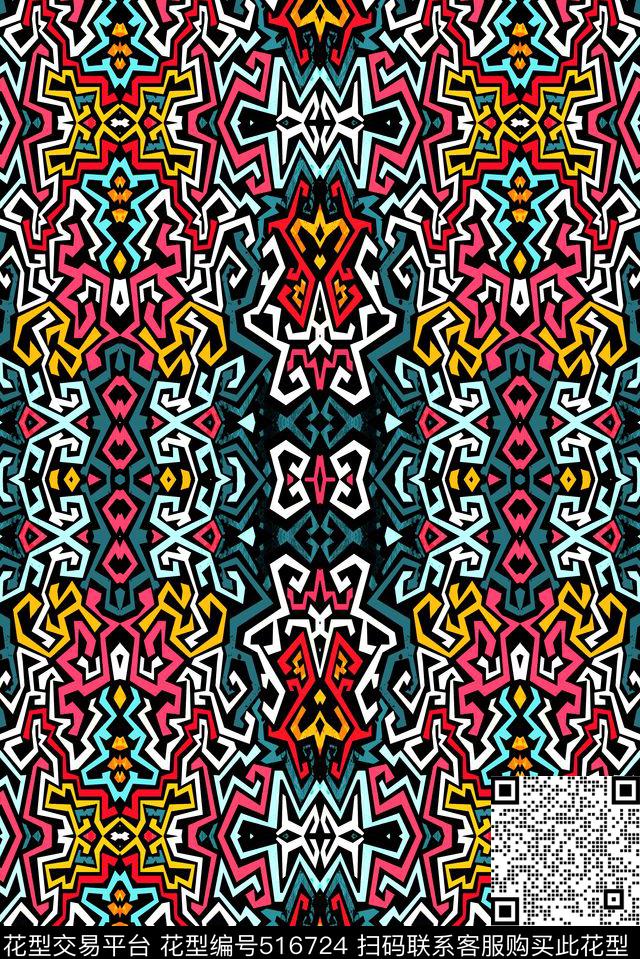 几何拼图几何条纹迷宫传统印花华亿平台下载（图片编号: 516724） - 瓦栏（Walan）