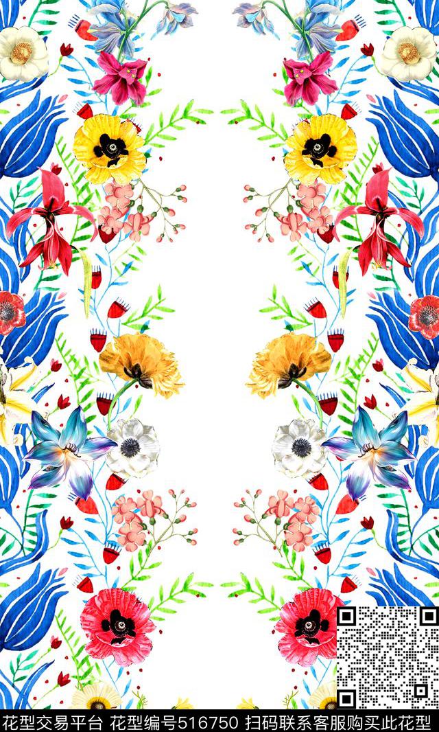 时尚花卉花纹数码印花华亿平台下载（图片编号: 516750） - 瓦栏（Walan）