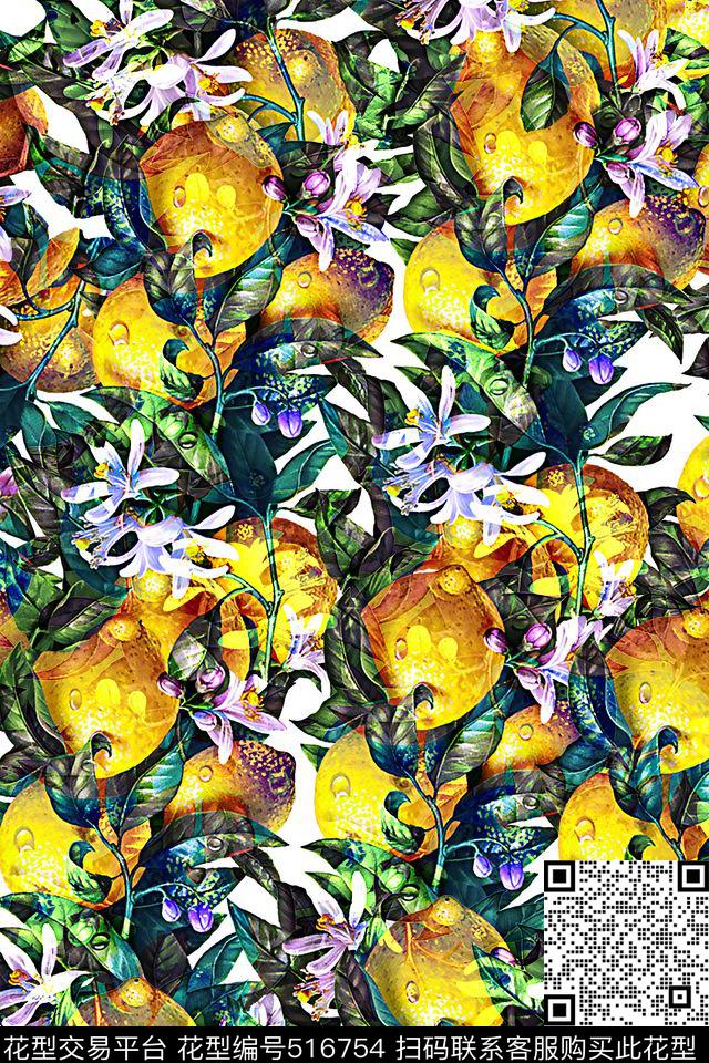 数码柠檬满排数码印花华亿平台下载（图片编号: 516754） - 瓦栏（Walan）