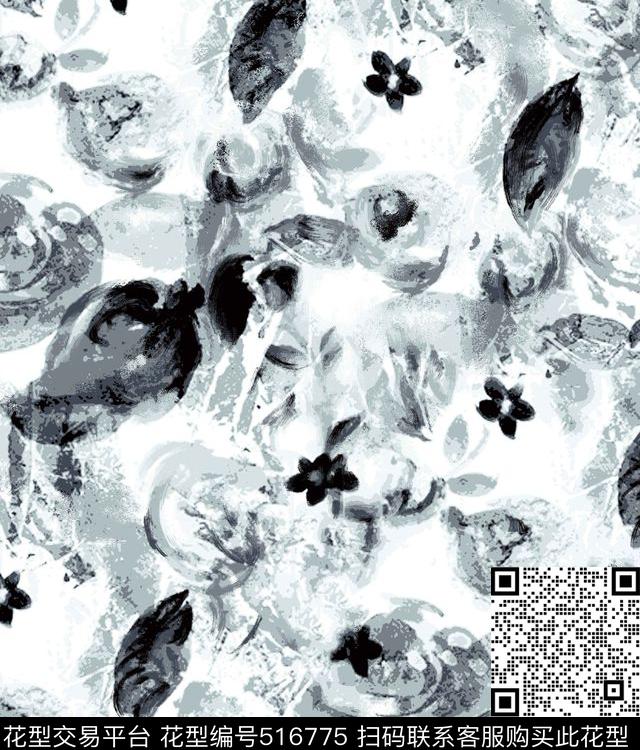 现代简约写意抽象水彩传统印花华亿平台下载（图片编号: 516775） - 瓦栏（Walan）