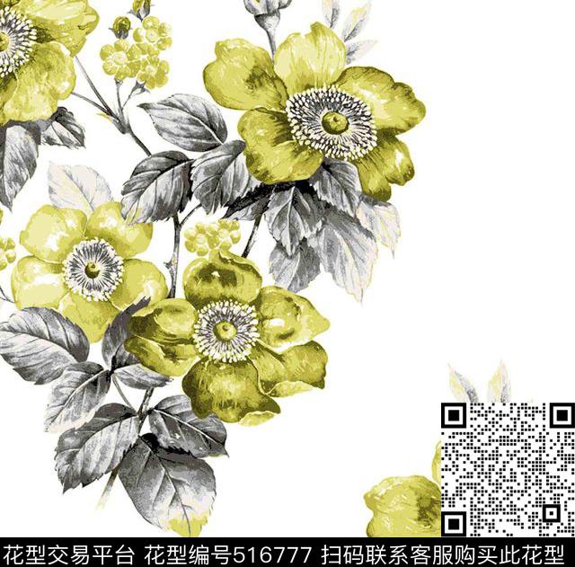现代简约写实花卉传统印花华亿平台下载（图片编号: 516777） - 瓦栏（Walan）