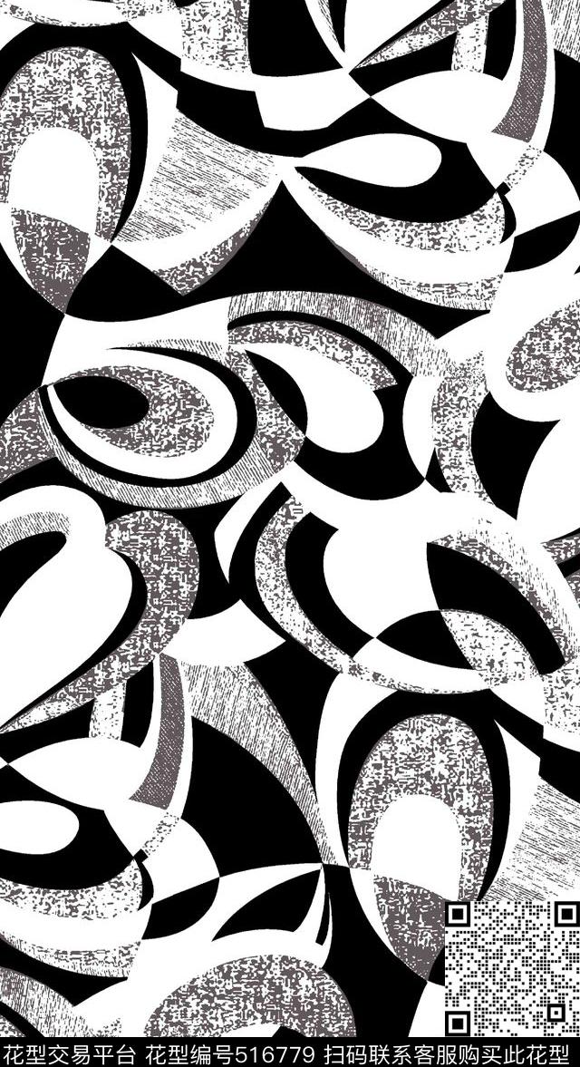 几何黑白线条原创传统印花华亿平台下载（图片编号: 516779） - 瓦栏（Walan）