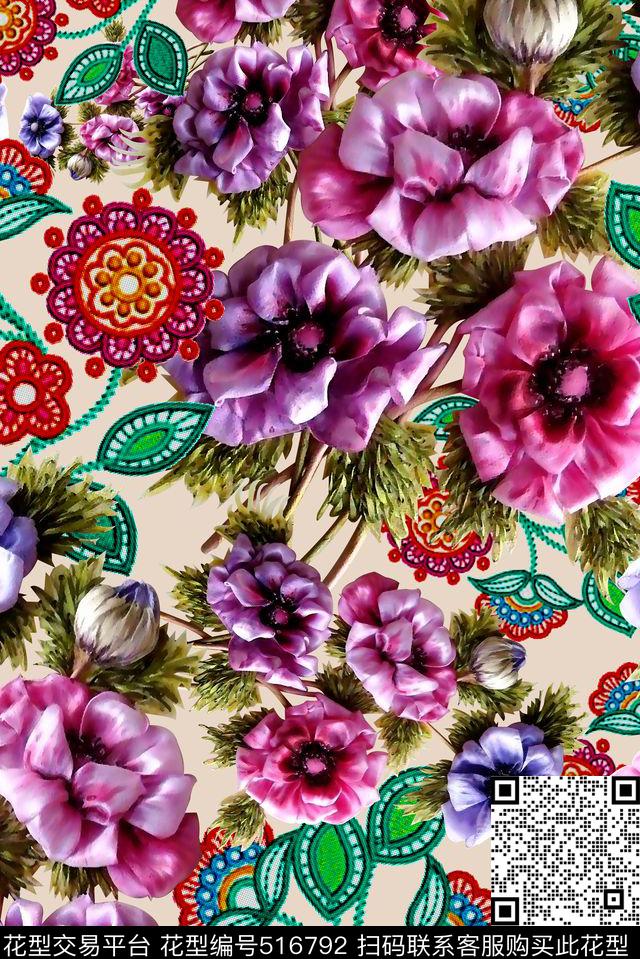 多彩立体假花数码印花华亿平台下载（图片编号: 516792） - 瓦栏（Walan）