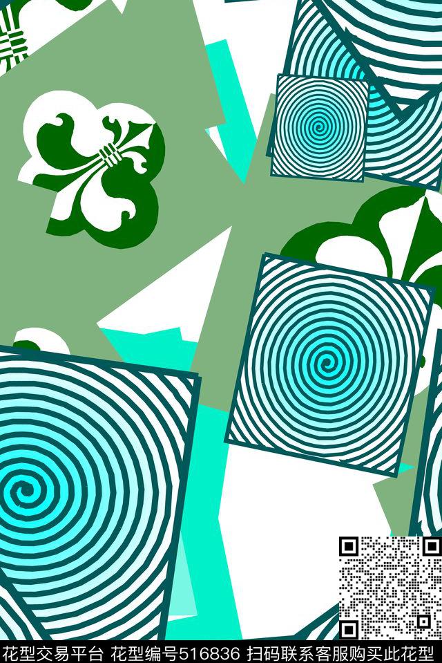 抽象几何家纺传统印花华亿平台下载（图片编号: 516836） - 瓦栏（Walan）