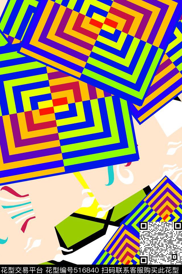 抽象春夏新款几何传统印花华亿平台下载（图片编号: 516840） - 瓦栏（Walan）