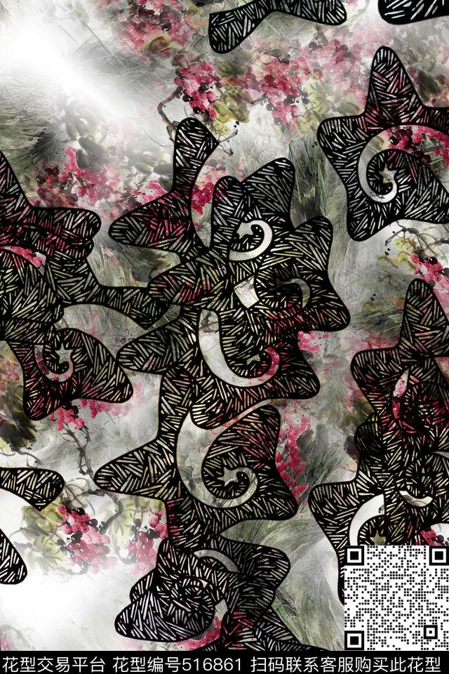 长巾丝巾男女服装中国风民族系列数码印花华亿平台下载（图片编号: 516861） - 瓦栏（Walan）