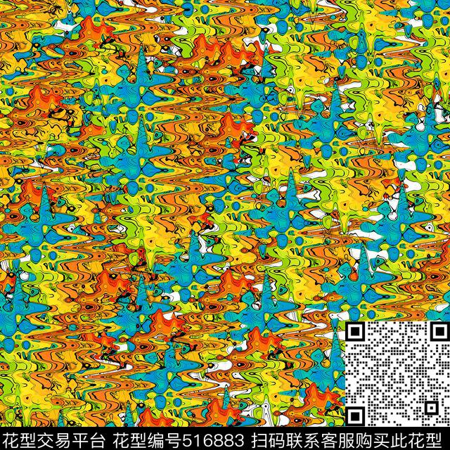 抽象创意服装面料创意图案设计数码印花华亿平台下载（图片编号: 516883） - 瓦栏（Walan）
