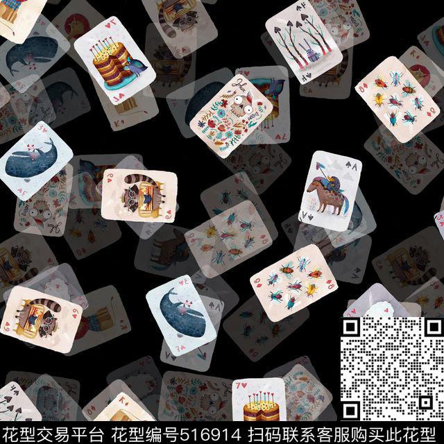 时尚趣味动物扑克数码印花华亿平台下载（图片编号: 516914） - 瓦栏（Walan）
