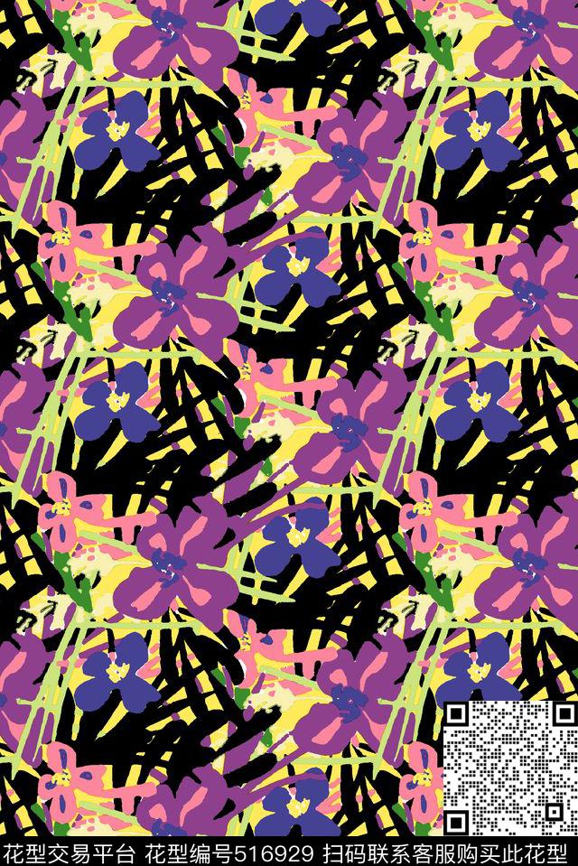 传统花卉服装复古传统印花华亿平台下载（图片编号: 516929） - 瓦栏（Walan）