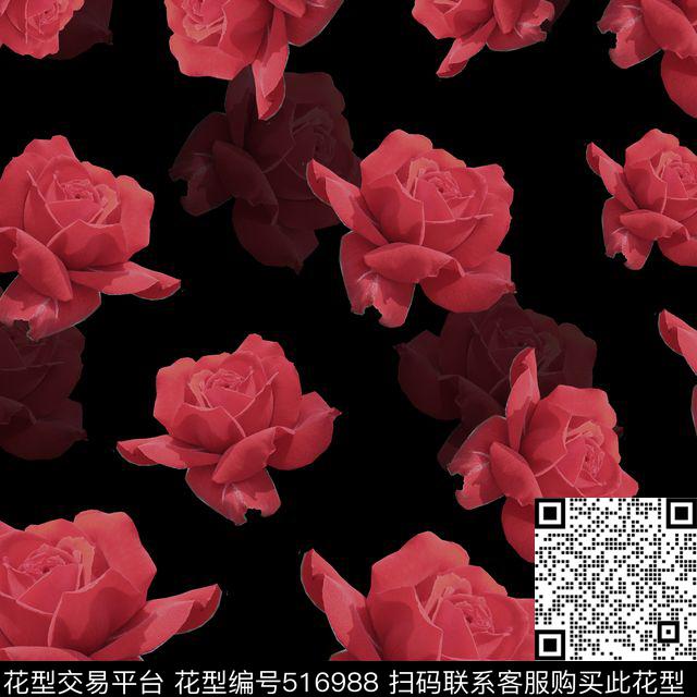 衬衫华亿平台复古玫瑰花数码印花华亿平台下载（图片编号: 516988） - 瓦栏（Walan）