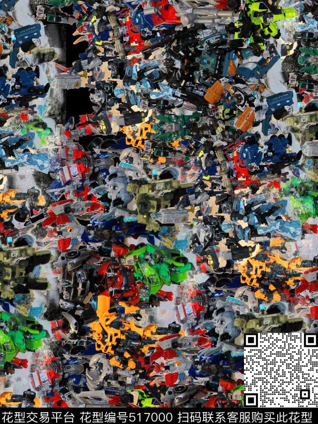 复古机器人潮流数码印花华亿平台下载（图片编号: 517000） - 瓦栏（Walan）