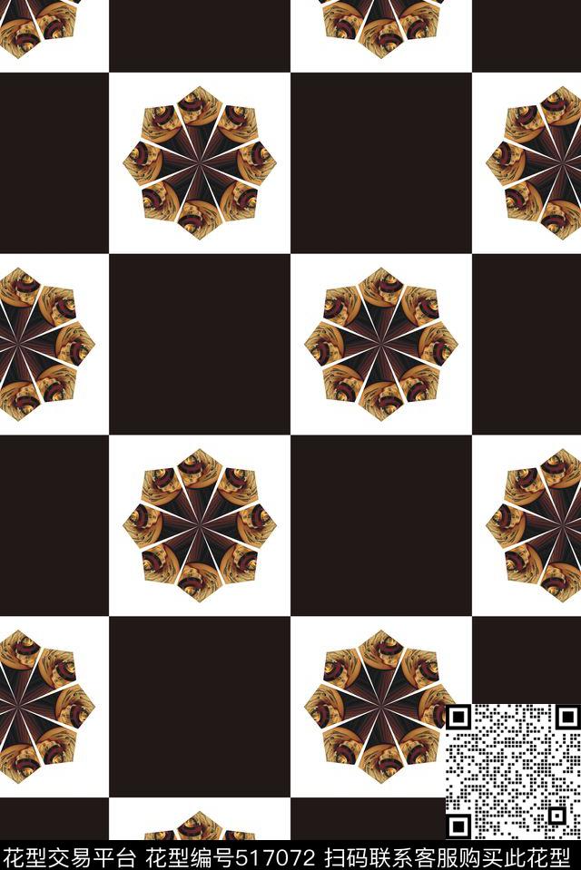 黑白时尚数码华亿平台数码印花华亿平台下载（图片编号: 517072） - 瓦栏（Walan）