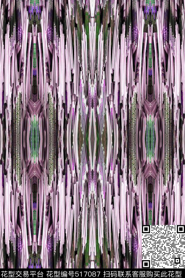 抽象不规则条纹数码印花华亿平台下载（图片编号: 517087） - 瓦栏（Walan）