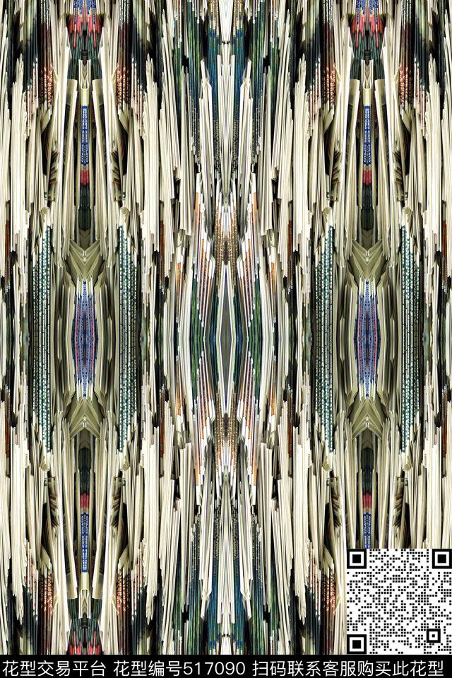 抽象不规则条纹数码印花华亿平台下载（图片编号: 517090） - 瓦栏（Walan）