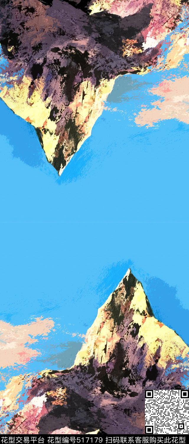 仿布纹理山脉休闲时尚数码印花华亿平台下载（图片编号: 517179） - 瓦栏（Walan）