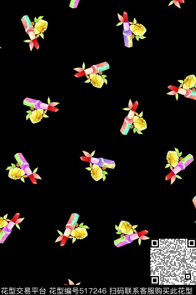 潮流时尚大牌手绘香水瓶口红数码印花华亿平台下载（图片编号: 517246） - 瓦栏（Walan）