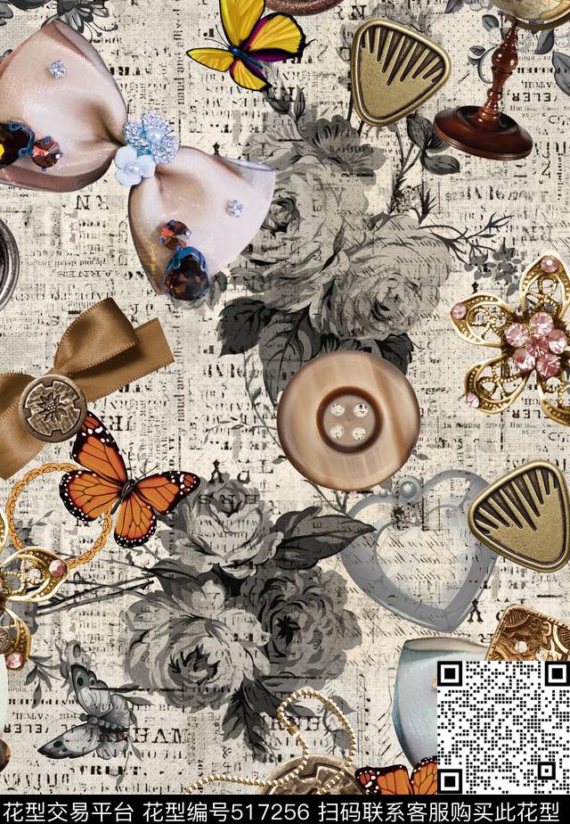 复古欧美生活用品纽扣珠宝表花卉大牌女装箱包面料复古欧美生活用品纽扣珠宝表花卉大牌女装箱包面料数码印花华亿平台下载（图片编号: 517256） - 瓦栏（Walan）
