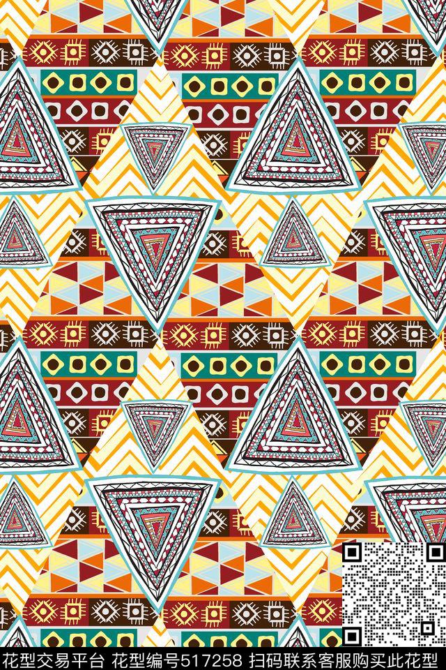 复古几何流行时尚传统印花华亿平台下载（图片编号: 517258） - 瓦栏（Walan）