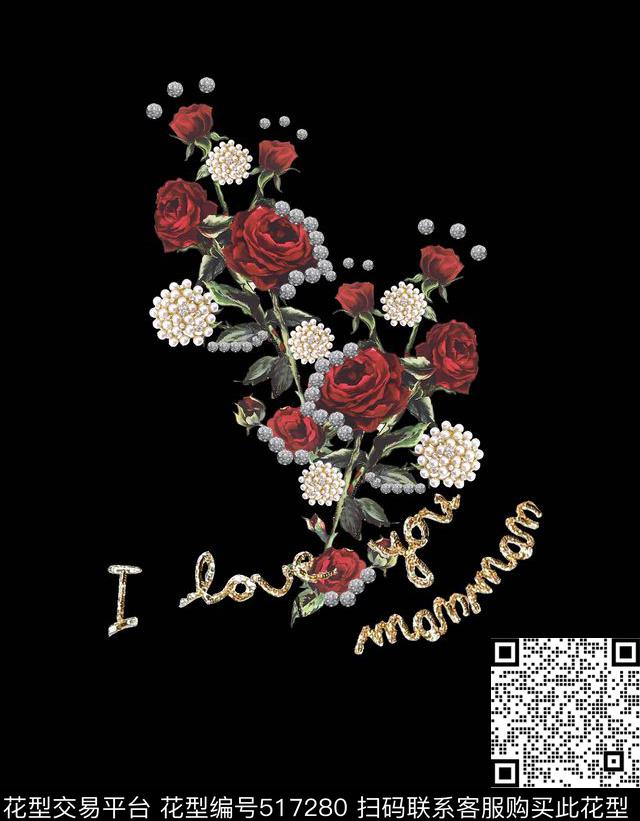 原创花卉优雅数码印花华亿平台下载（图片编号: 517280） - 瓦栏（Walan）