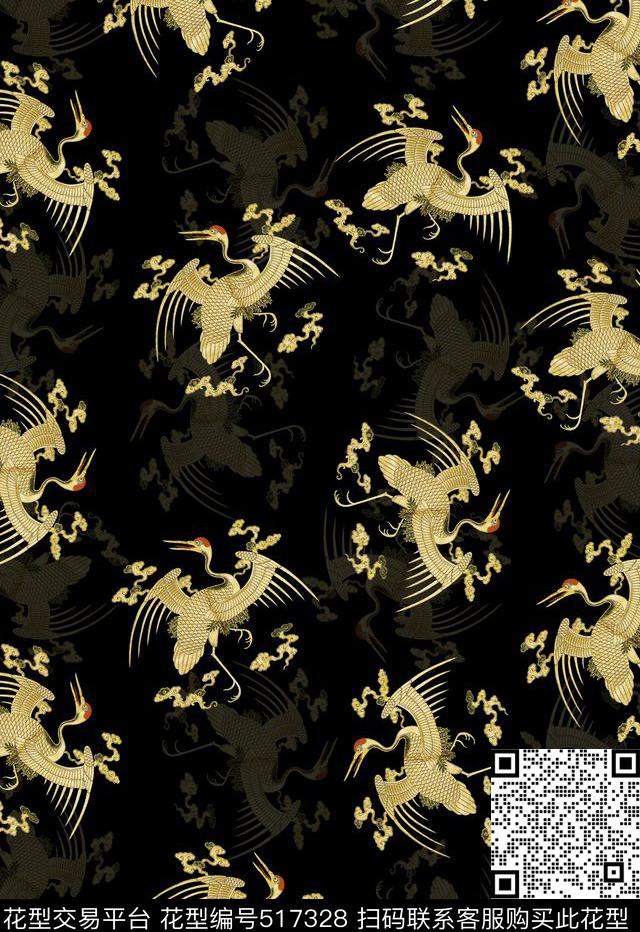 T恤卫衣数码印花潮流时尚仙鹤数码印花数码印花华亿平台下载（图片编号: 517328） - 瓦栏（Walan）