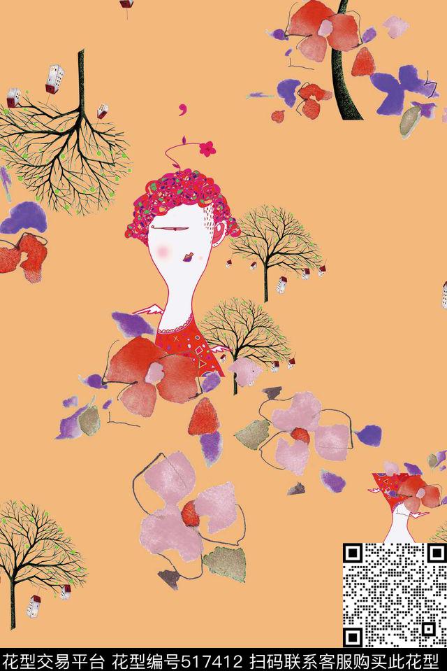 原创时尚绘画传统印花华亿平台下载（图片编号: 517412） - 瓦栏（Walan）