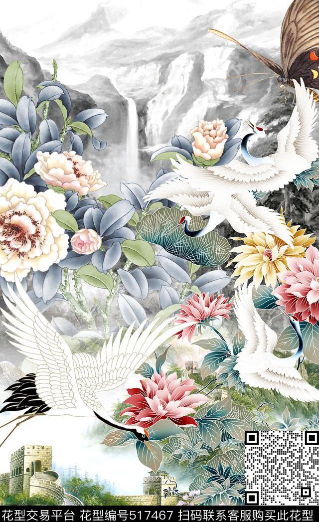潮流时尚定位中国风动物数码印花华亿平台下载（图片编号: 517467） - 瓦栏（Walan）